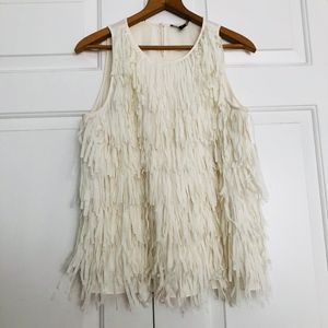 White fringe top